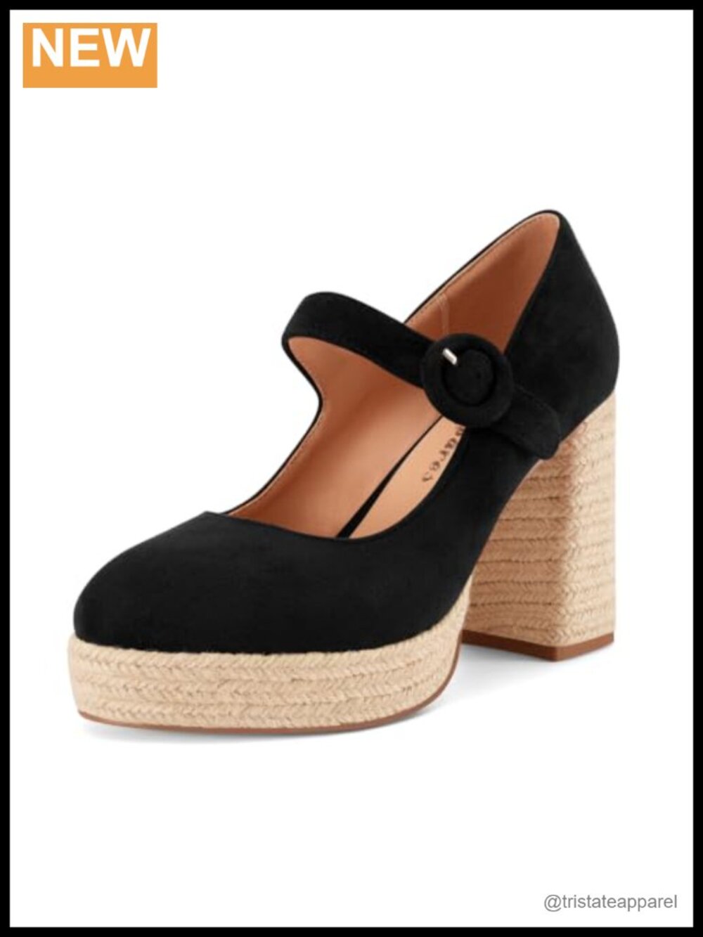 Women's Chunky Platform Espadrille Heels Mary Jane Buckle Pumps